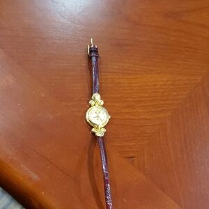 Vintage Mickey Mouse Gold And Leather Watch